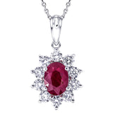 Ruby 0.50ct & 0.30ct G/SI Diamond Necklace in 18k White Gold - All Diamond