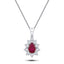 Ruby 0.80ct & 0.50ct G/SI Diamond Necklace in 18k White Gold - All Diamond