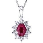 Ruby 1.50ct & 1.00ct G/SI Diamond Necklace in 18k White Gold - All Diamond