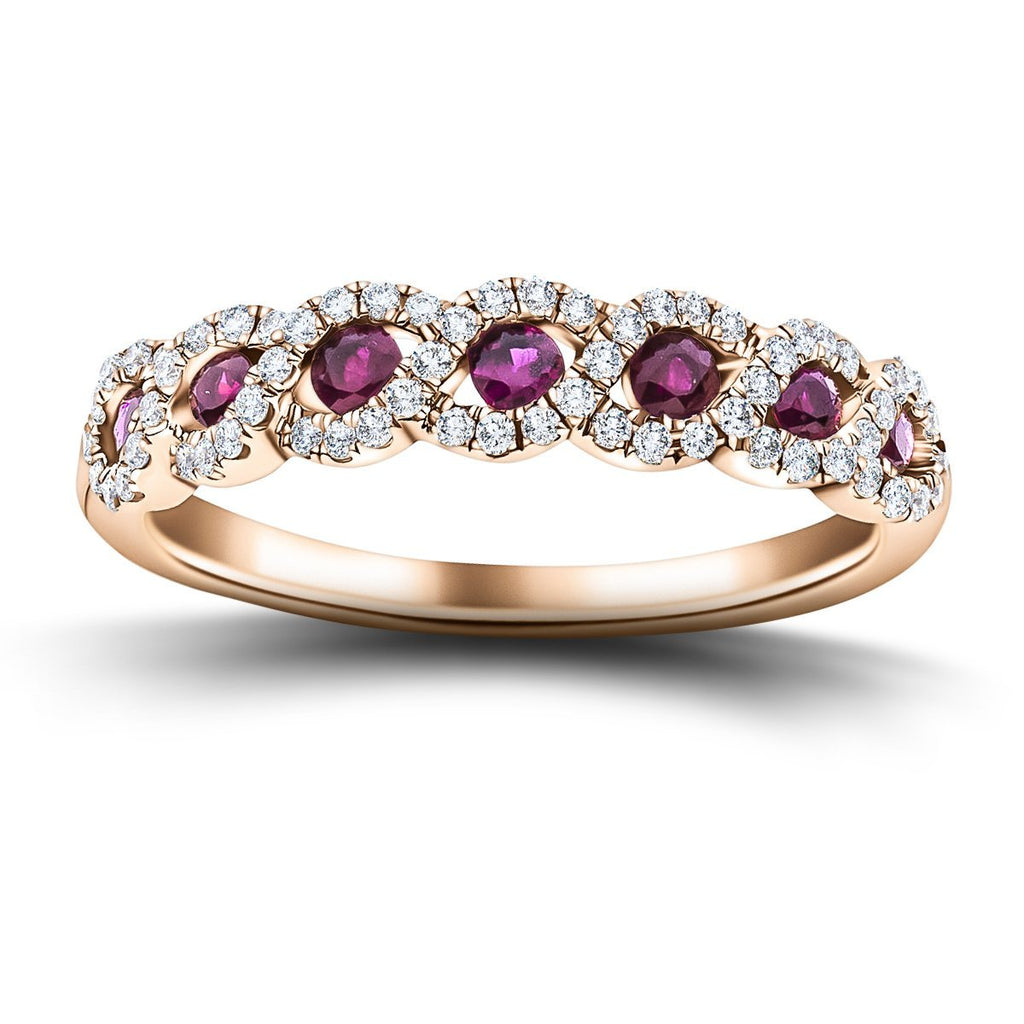 Ruby & Diamond 0.55ct Dress Cocktail Ring in 18k Rose Gold - All Diamond