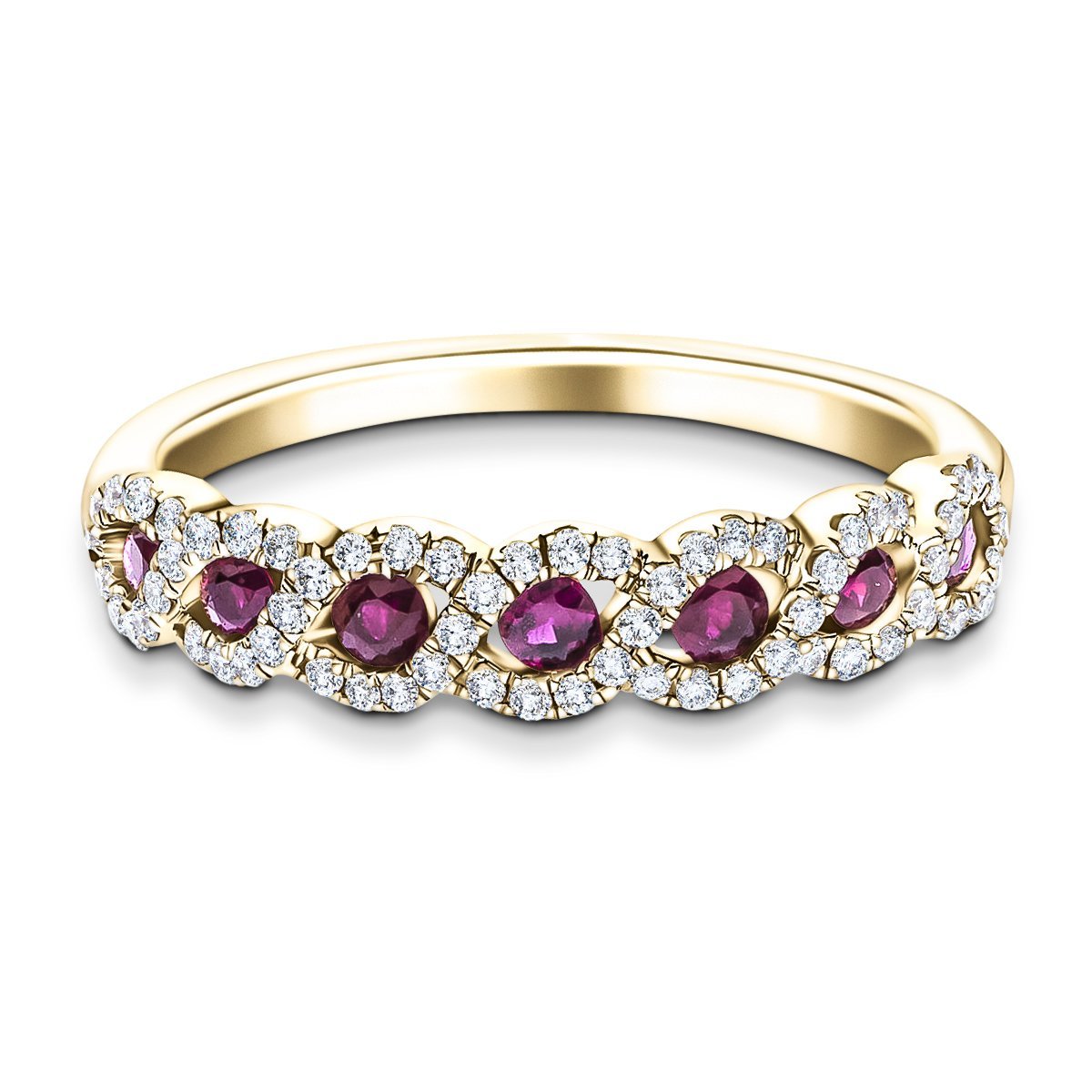 Ruby & Diamond 0.55ct Dress Cocktail Ring in 18k Yellow Gold - All Diamond