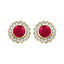 Ruby & Diamond Round Halo Earrings 0.50ct 18k Yellow Gold 7mm - All Diamond