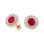 Ruby & Diamond Round Halo Earrings 1.10ct 18k Yellow Gold