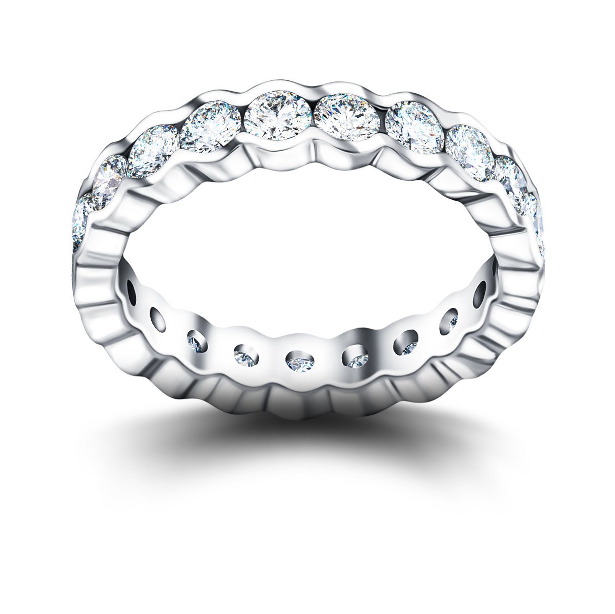 Semi Bezel Diamond Full Eternity Ring 1.45ct G/SI in 18k White Gold - All Diamond