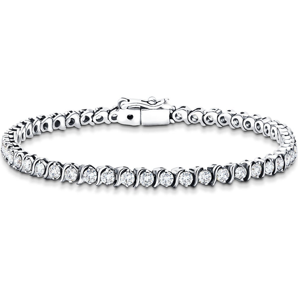 Semi Bezel Diamond Tennis Bracelet 3.00ct G-SI in 18k White Gold - All Diamond