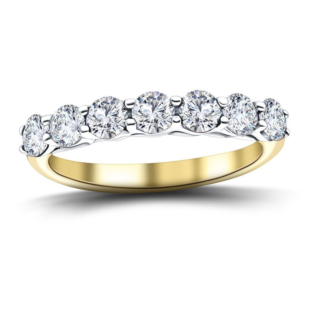Seven Stone Diamond Ring with 0.50ct G/SI Quality in 18k Yellow Gold - All Diamond