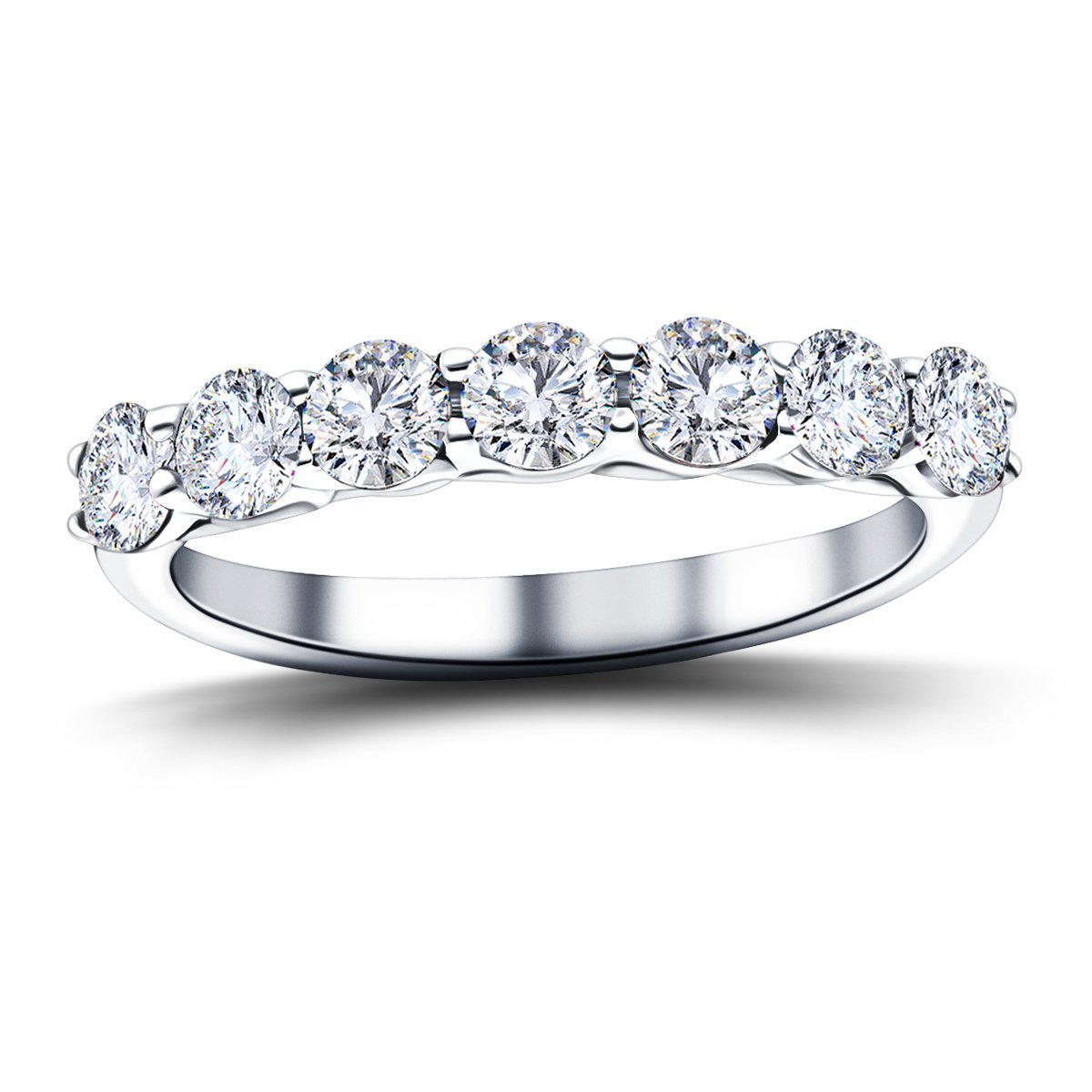 Seven Stone Diamond Ring with 0.50ct G/SI Quality in Platinum - All Diamond