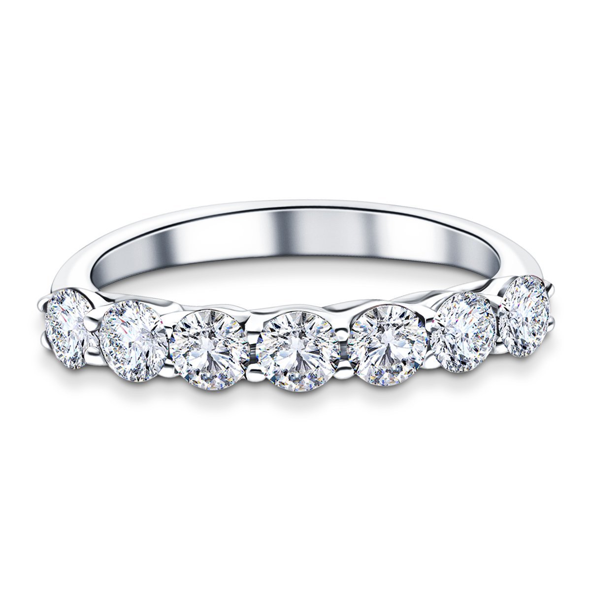 Seven Stone Diamond Ring with 0.75ct G/SI Quality in Platinum - All Diamond