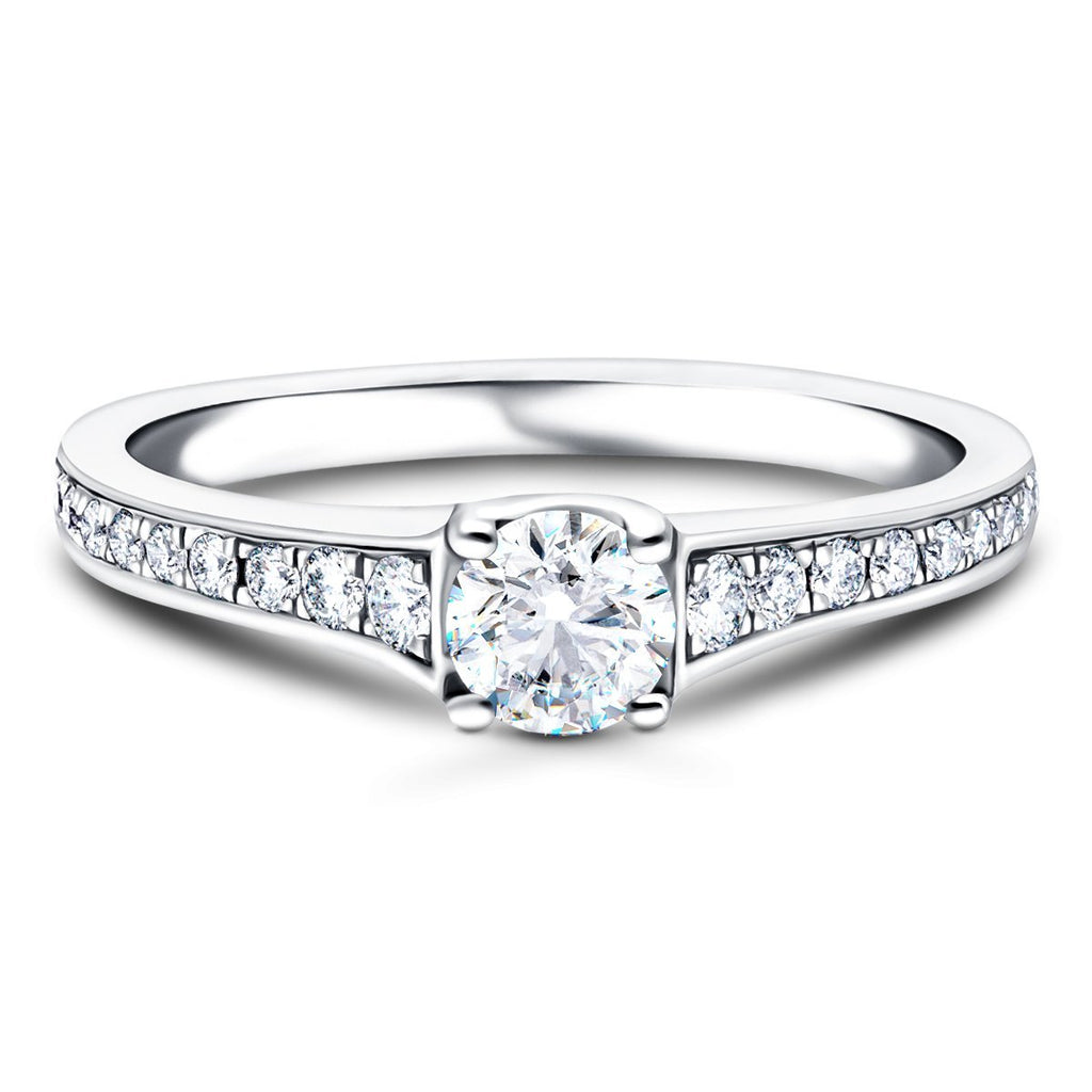 Top Four Wedding Ring Pairings To Enhance Diamond Engagement Rings 2 Shoulder Set Diamond Engagement Ring 050Ct Gsi In 18K White Gold