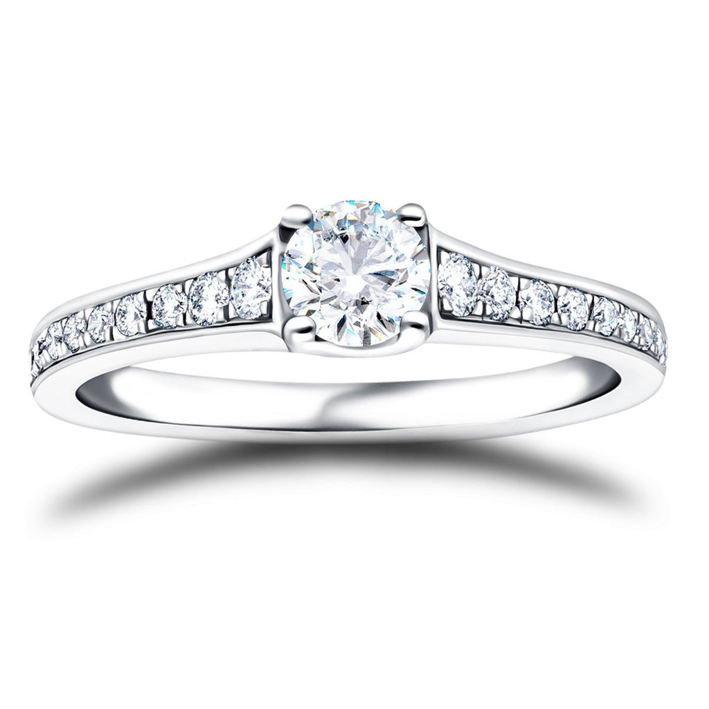 Shoulder Set Diamond Engagement Ring 0.70ct G/SI in 18k White Gold - All Diamond