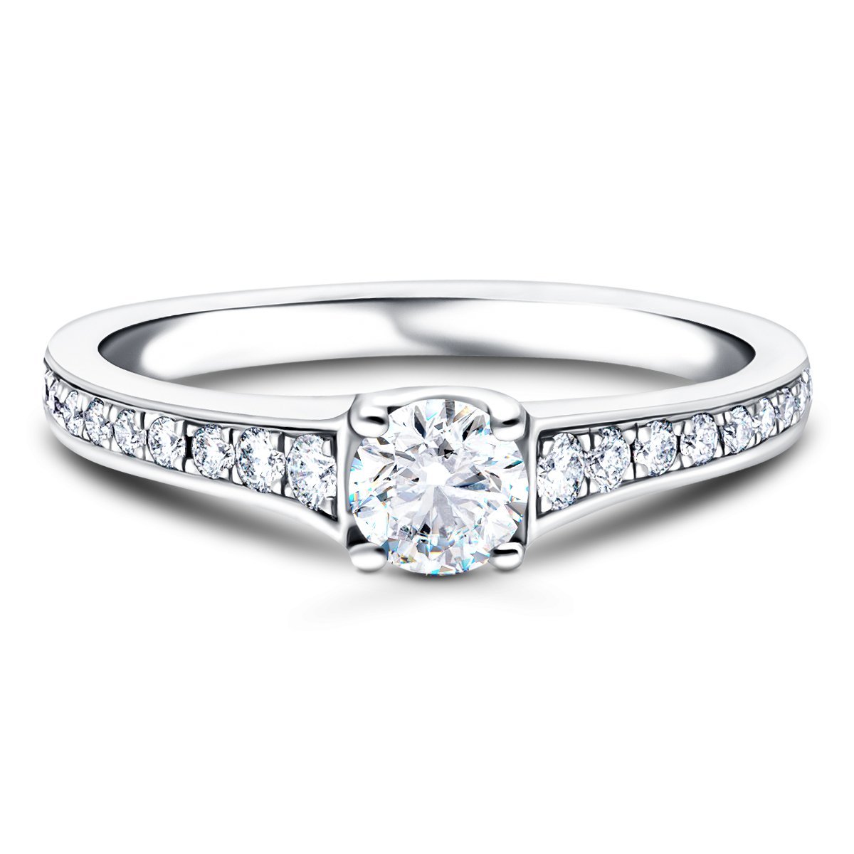 Shoulder Set Diamond Engagement Ring 0.70ct G/SI in Platinum - All Diamond