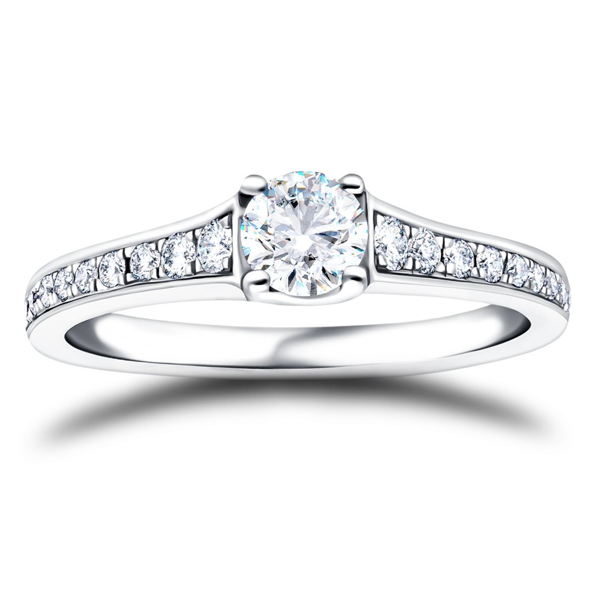 Shoulder Set Diamond Engagement Ring 0.70ct G/SI in Platinum - All Diamond