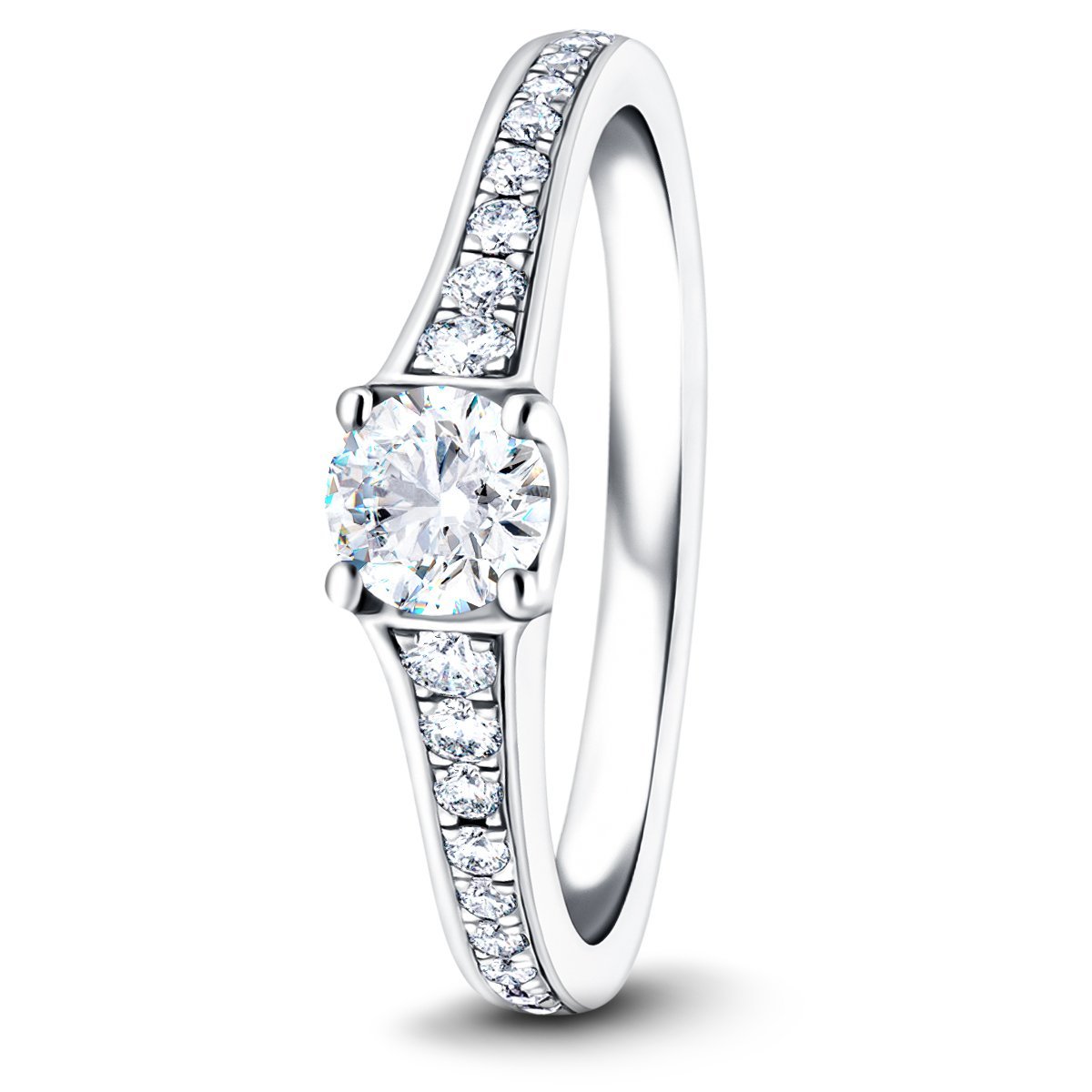 Shoulder Set Diamond Engagement Ring 0.90ct G/SI in Platinum - All Diamond