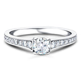 Shoulder Set Diamond Engagement Ring 0.90ct G/SI in Platinum - All Diamond