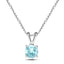 Sky Blue Topaz Solitaire Necklace Pendant 0.60ct in 9k White Gold 5.0mm - All Diamond