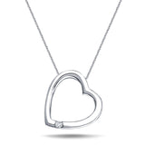 Slanted Heart Pendant 0.05ct Diamond 9K White Gold - All Diamond