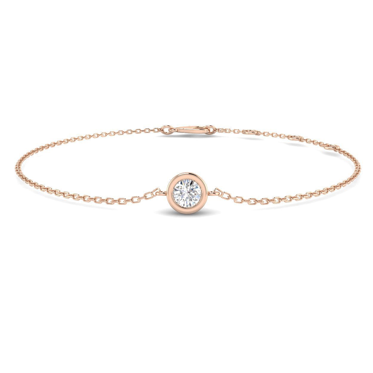 Solitaire Diamond Bracelet 0.20ct G/SI Quality in 18k Rose Gold - All Diamond