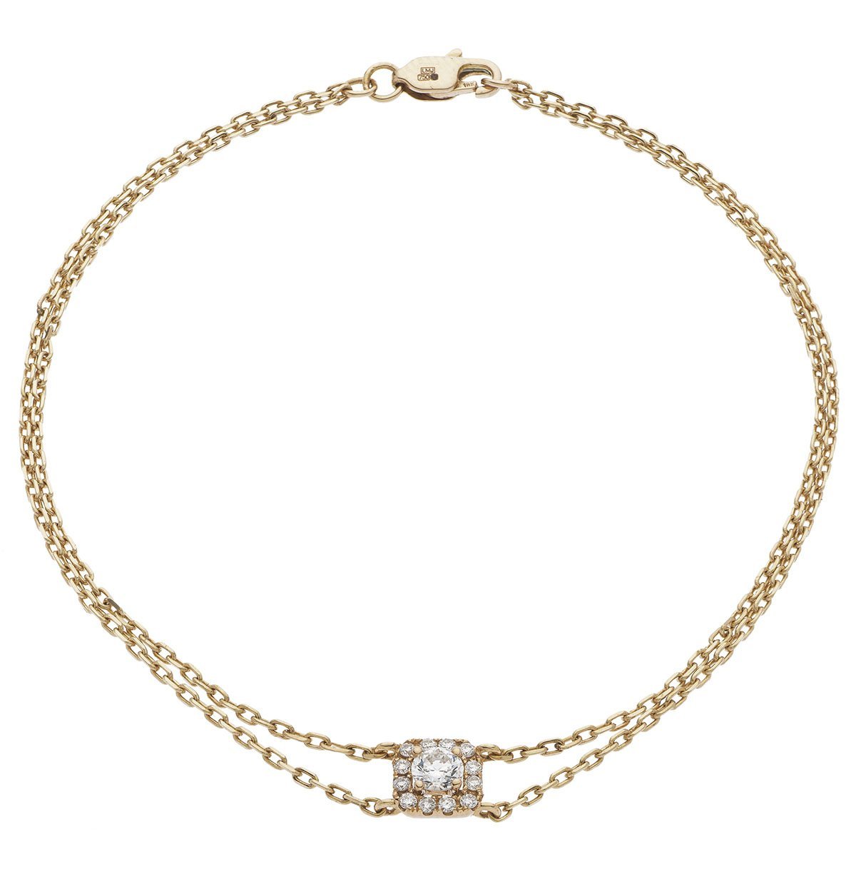 Square Halo Diamond Bracelet 0.50ct G-SI Quality in 18k Rose Gold - All Diamond