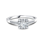 Square Halo Diamond Engagement Ring 0.40ct G/SI 18k White Gold - All Diamond