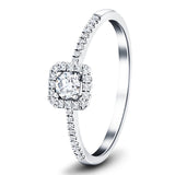 Square Halo Diamond Engagement Ring with 0.25ct G/SI in 18k White Gold - All Diamond