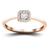 Square Halo Diamond Engagement Ring with 0.30ct in 18k Rose Gold - All Diamond