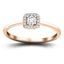 Square Halo Diamond Engagement Ring with 0.30ct in 18k Rose Gold - All Diamond