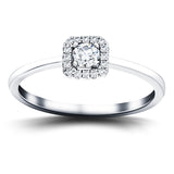 Square Halo Diamond Engagement Ring with 0.30ct in 18k White Gold - All Diamond