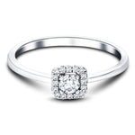 Square Halo Diamond Engagement Ring with 0.30ct in 18k White Gold - All Diamond