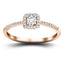 Square Halo Diamond Engagement Ring with 0.35ct G/SI in 18k Rose Gold - All Diamond