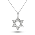 Star of David Diamond Necklace 0.30ct G/SI Quality in 18k White Gold - All Diamond