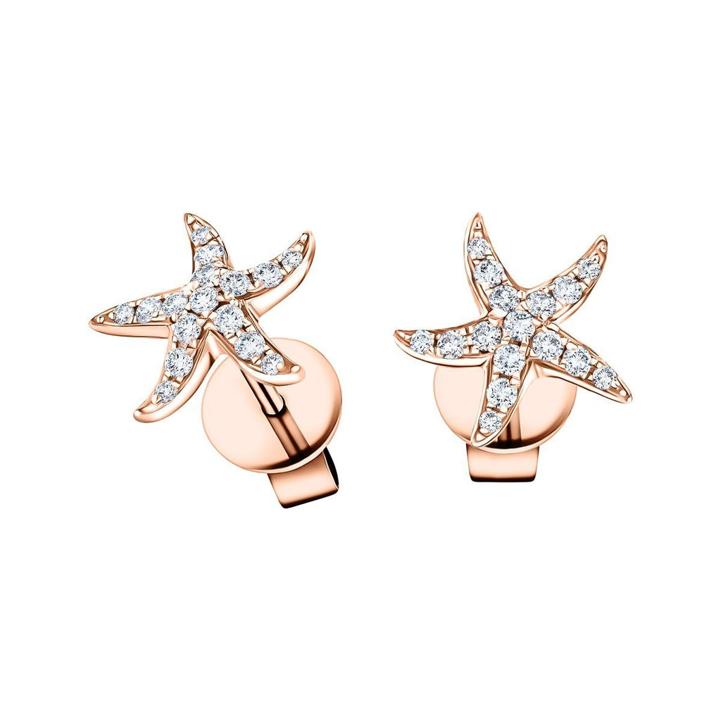 Starfish Diamond Earrings 0.18ct G/SI Quality 9k Rose Gold 9.3mm - All Diamond