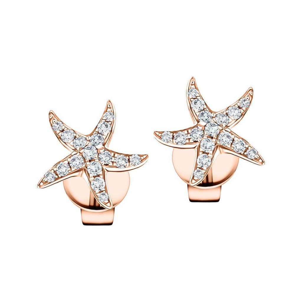 Starfish Diamond Earrings 0.18ct G/SI Quality 9k Rose Gold 9.3mm - All Diamond
