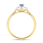 Tanzanite 0.25ct Diamond 0.03ct Cluster Ring 9k Yellow Gold - All Diamond