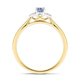 Tanzanite 0.25ct Diamond 0.03ct Cluster Ring 9k Yellow Gold - All Diamond