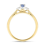 Tanzanite 0.25ct Diamond 0.03ct Cluster Ring 9k Yellow Gold - All Diamond