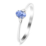 Tanzanite 0.25ct Diamond 0.05ct Three Stone Ring 9k White Gold - All Diamond