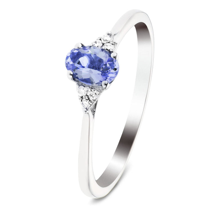 Tanzanite 0.50ct Diamond 0.04ct Cluster Ring 9k White Gold