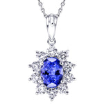 Tanzanite 1.20ct & 1.00ct G/SI Diamond Necklace in 18k White Gold - All Diamond