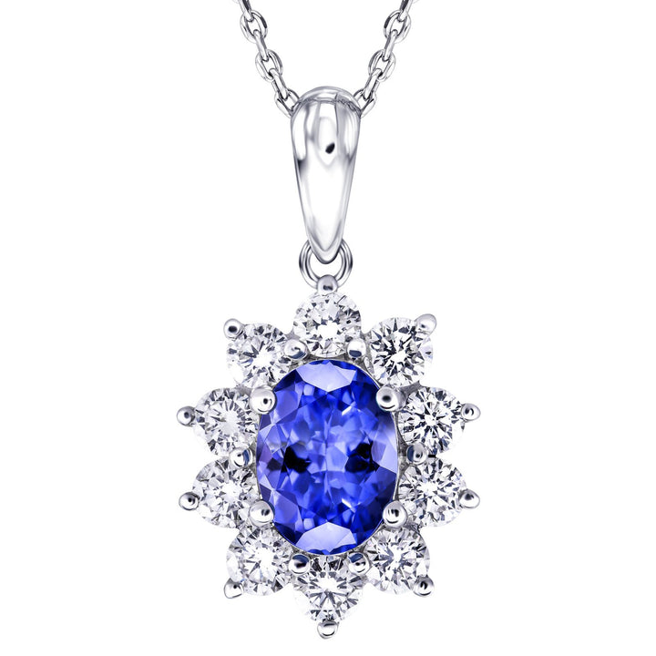 Tanzanite 1.20ct & 1.00ct G/SI Diamond Necklace in 18k White Gold