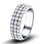 Three Row Diamond Half Eternity Ring 1.30ct in Platinum 6.5mm - All Diamond