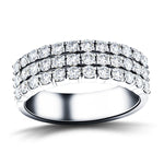 Three Row Diamond Half Eternity Ring 1.30ct in Platinum 6.5mm - All Diamond