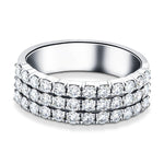 Three Row Diamond Half Eternity Ring 2.20ct in Platinum 8.5mm - All Diamond