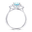 Three Stone Aquamarine 1.21ct & Diamond 0.32ct Ring in Platinum - All Diamond