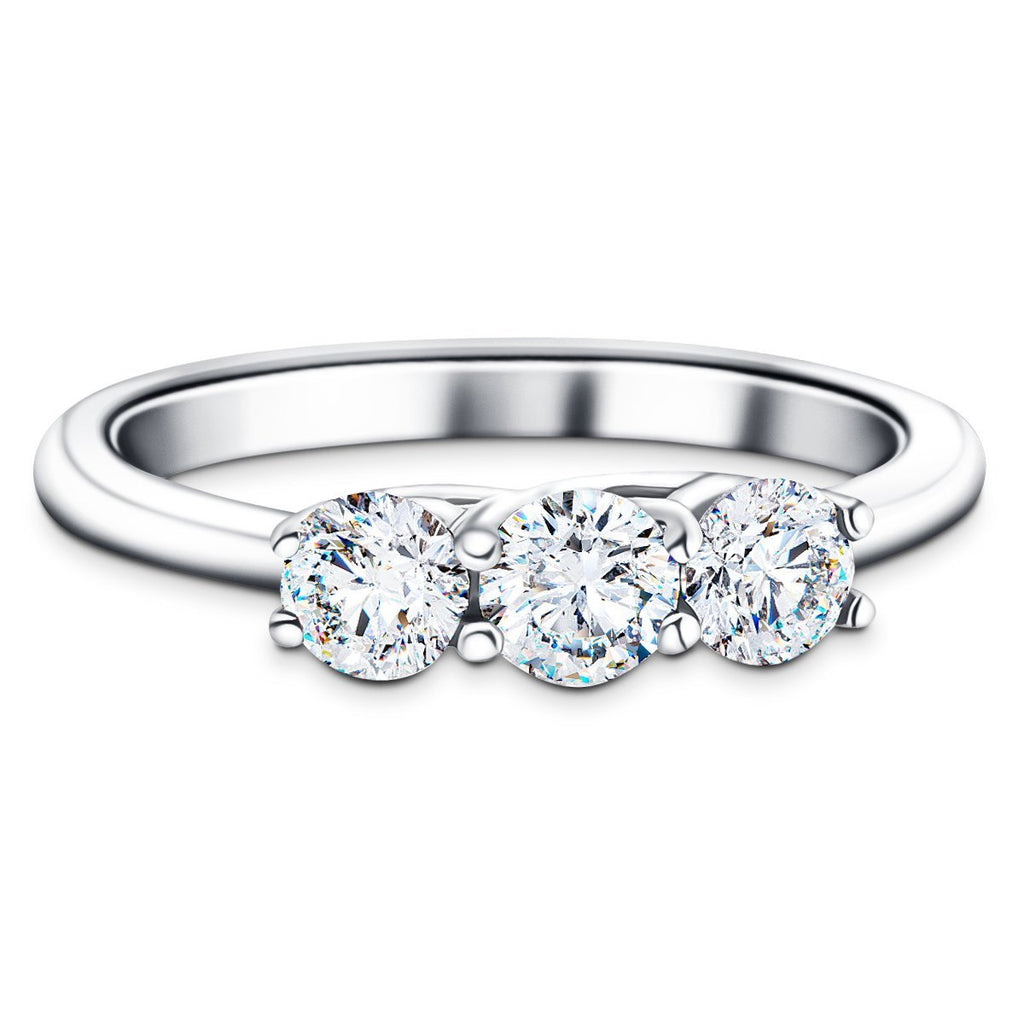 Three Stone Diamond Engagement Ring 0.75ct G/SI Quality in Platinum - All Diamond