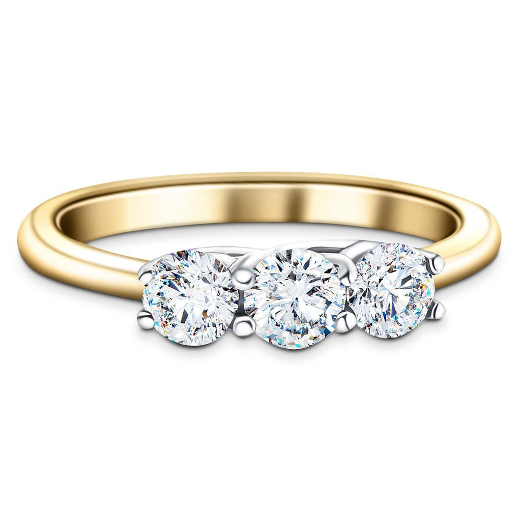 Three Stone Diamond Engagement Ring 1.00ct G/SI Quality 18k Yellow Gold - All Diamond
