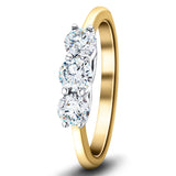 Three Stone Diamond Engagement Ring 3.00ct G/SI Quality 18k Yellow Gold - All Diamond