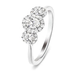 Three Stone Oval Diamond Cluster Engagement Ring 0.55ct G/SI 18k Platinum - All Diamond