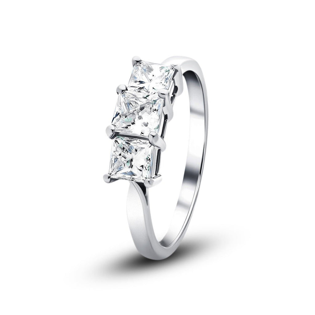 Trilogy Princess Ring 0.40ct G/SI Quality in 18k White Gold - All Diamond