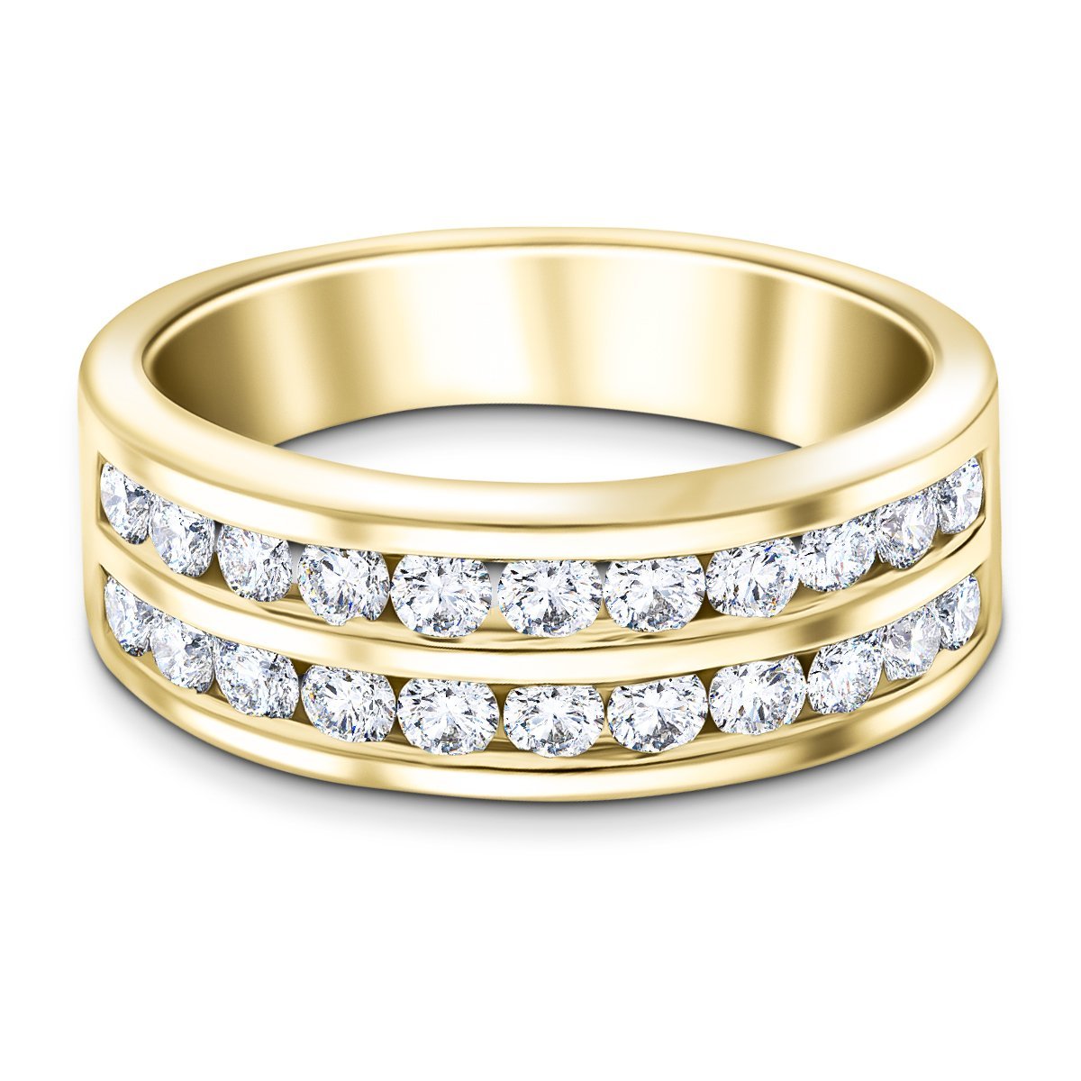 Two-Row Channel Half Eternity Diamond Ring 0.50ct 18k Yellow Gold 5.0mm - All Diamond