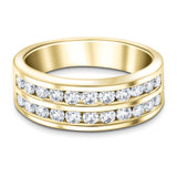 Two-Row Channel Half Eternity Diamond Ring 0.75ct 18k Yellow Gold 6.4mm - All Diamond